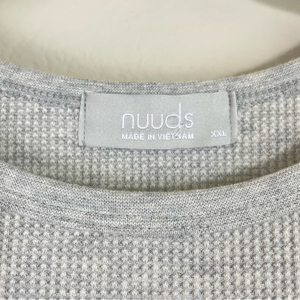 Nuuds Gray Micro Waffle Long Sleeve Crop Top Size XXL - Picture 3 of 6